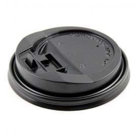 10-24 Black Plastic Lock-Back Sipper Lid For Paper Hot Cups - 1 case (1000 piece)