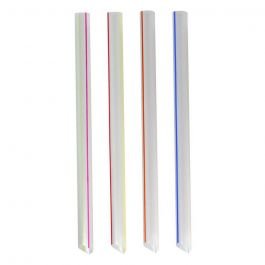 8.7" Colossal (11mm) Assorted Clear Striped Film-Wrapped Plastic Straw - 1 case (2000 piece)