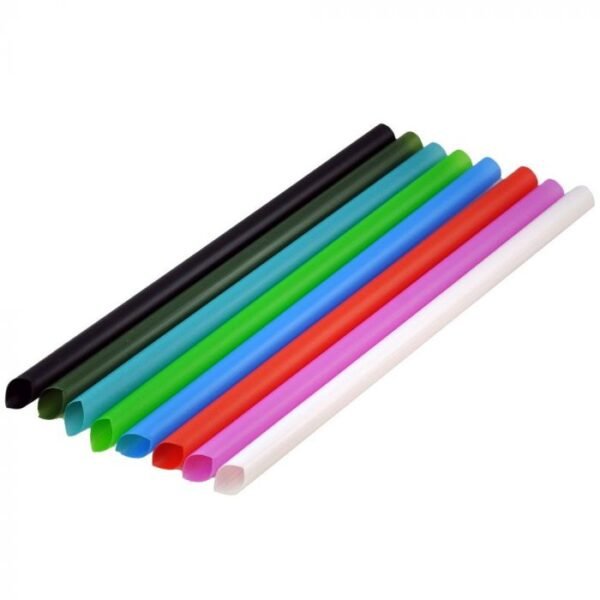 8.7" Colossal (11mm) Assorted Film-Wrapped Plastic Straw w/Spiked Tip,(5 Colors)- 1 case (2000 piece)