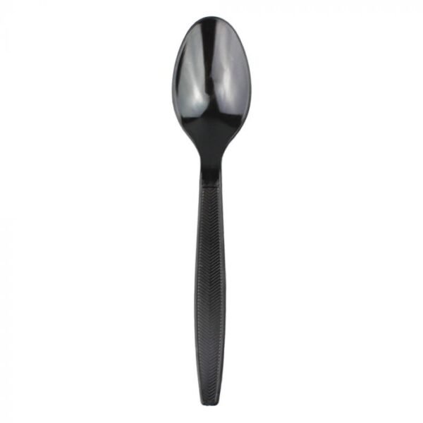 Black Heavyweight Plastic Spoon With Textured Handle - 1 case (1000 piece)