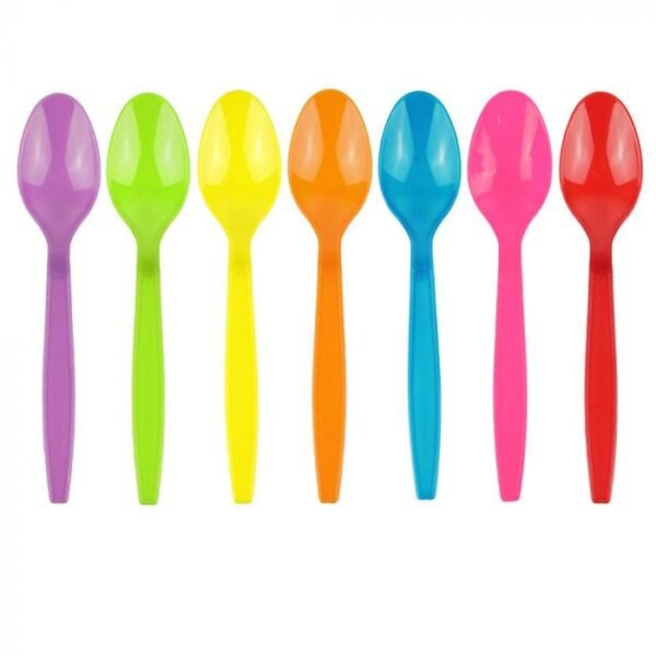 Assorted 5 Colors Heavyweight Plastic Spoon With Textured Handle - 1 case (1000 piece)