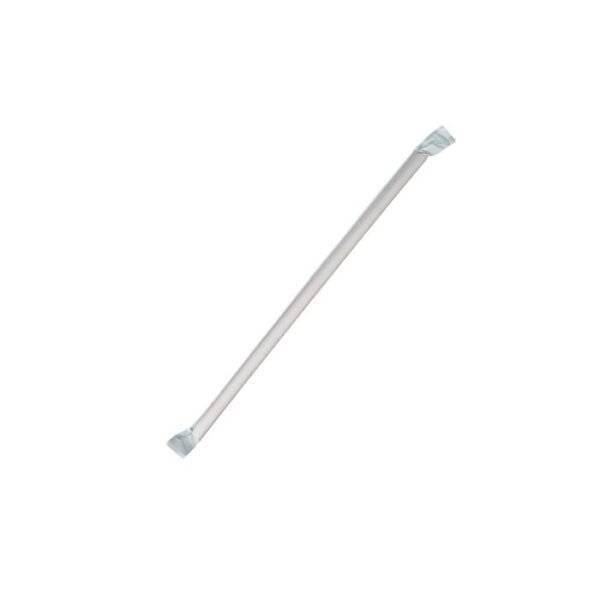 10.25" Giant (8mm) Orange Paper-Wrapped Plastic Straw - 1 case (2000 piece)