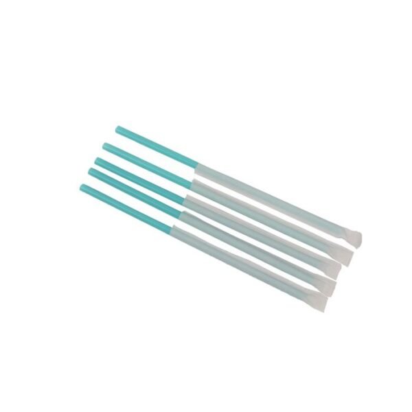 7.75'' Light Blue Jumbo (6mm) Paper-Wrapped Plastic Straw w/ Flat Tip - 6000/cs (10/600)