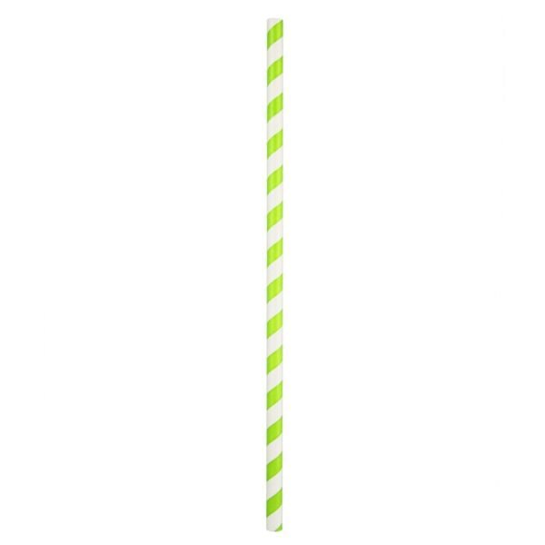 10.25" Giant (8mm) Green Striped Unwrapped Paper Straw - 1 case (1000 piece)