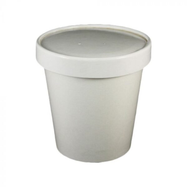 16 oz White Paper Ice Cream Container with Vented Paper Lid Combo - 1 case (250 set)
