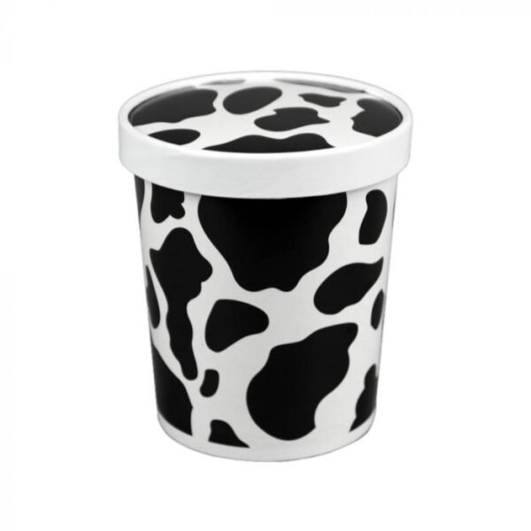 32 oz Dairy Print Paper Ice Cream Container with Paper Lid Combo - 1 case (250 set)