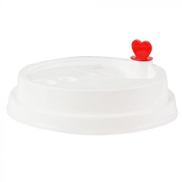 16/24 oz White Plastic Low Dome Lid With Stopper For Premium PP Cups (90mm) - 1 case (1000 piece)