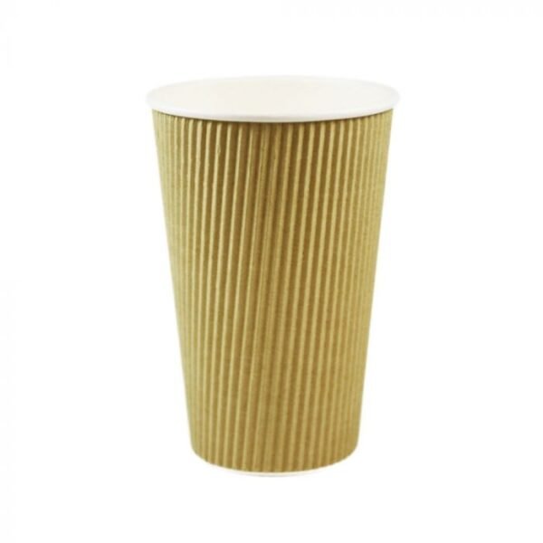 16 oz Kraft Ripple Insulated Triple Wall Paper Hot Cup - 1 case (500 piece)