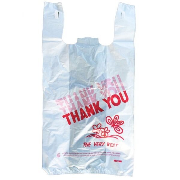 "Thank you" Plastic T-Shirt Bag - Large - 1 case (400 piece)