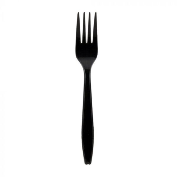 Heavyweight 6.75" Black Plastic Fork - 1 case (1000 piece)