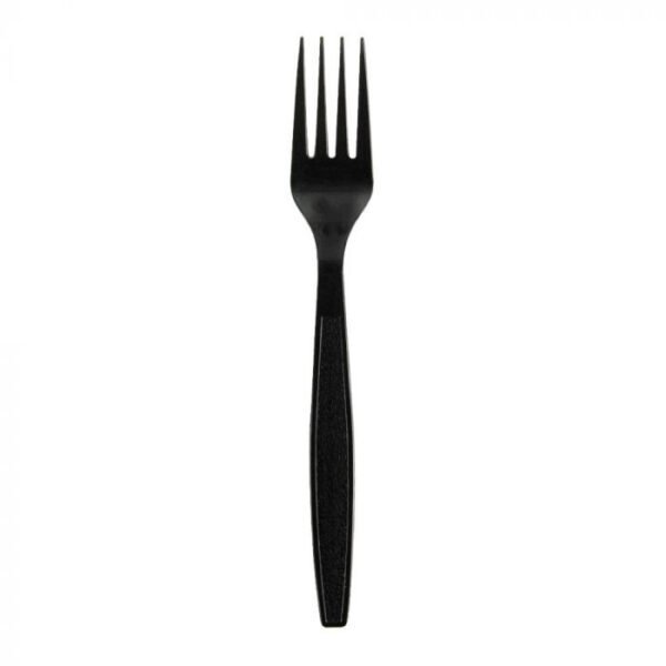 Heavyweight Plus 7" Black Plastic Fork - 1 case (1000 piece)