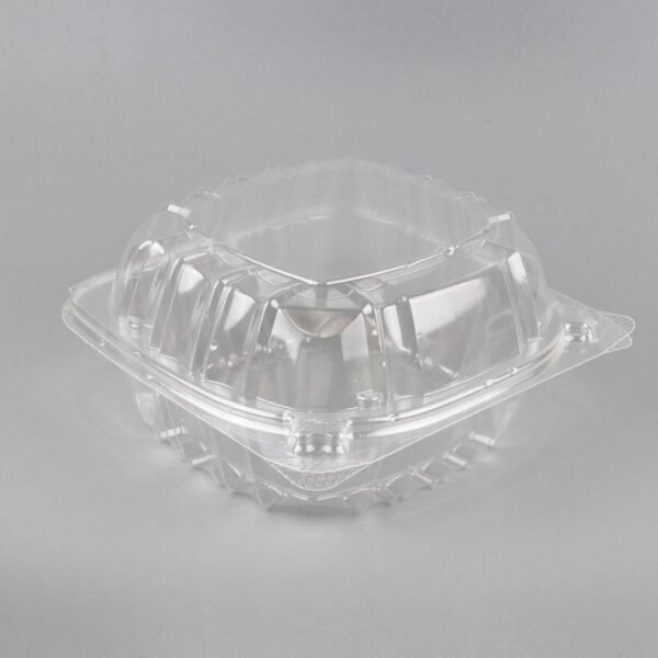 CJ 6'' x 6" x 2 5/8" 1-Compartment Clear PET Plastic Hinged-Lid Take Out Container - 1 case (400 piece)