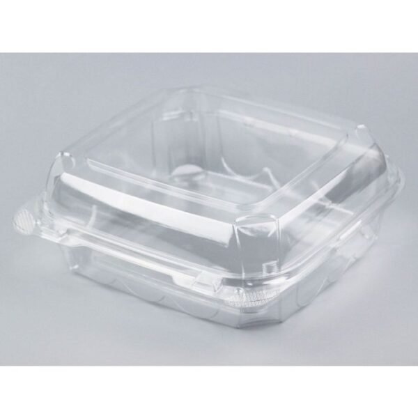 8'' x 8" x 3" Clear PET Plastic Hinged-Lid Take Out Container - 1 case (200 piece)