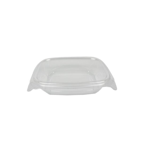8 oz / 4.8" x 5.7" x 1.2" Clear PET Plastic Hinged-Lid Deli Container - 1 case (200 piece)
