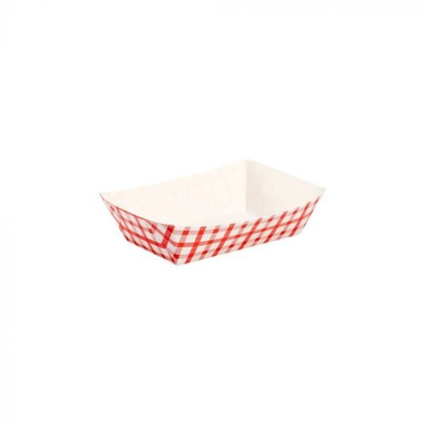 KR 2 lb (5.7"x4"x1.6") Red Shepherd's Check Food Tray - 1 case (1000 piece)