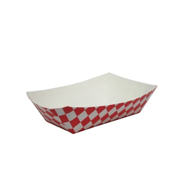 3 lb (7"x5"x2.11") Paper Food Tray, Diamond (Red) - 1 case (500 piece)