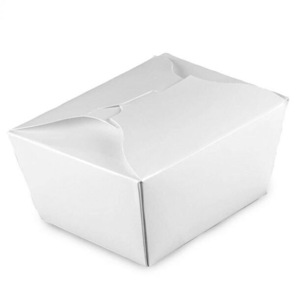 #1 White Microwavable Folded Paper Take Out Container (5" x 4.25" x 2.5") - 1 case (450 piece)