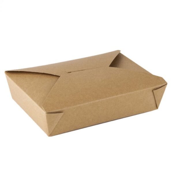 #2 Kraft Microwavable Folded Paper Take Out Container (8.5" x 6.25" x 2") - 1 case (200 piece)