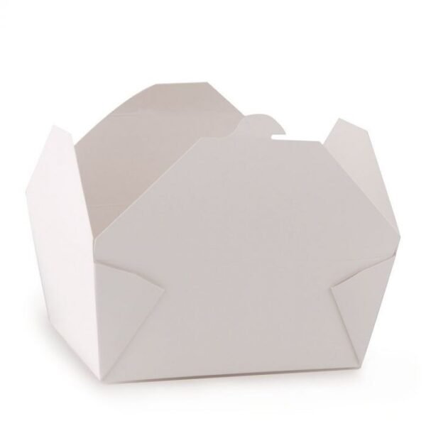 #4 White Microwavable Folded Paper Take Out Container (8.75" x 6.5" x 2.5") - 1 case (160 piece)