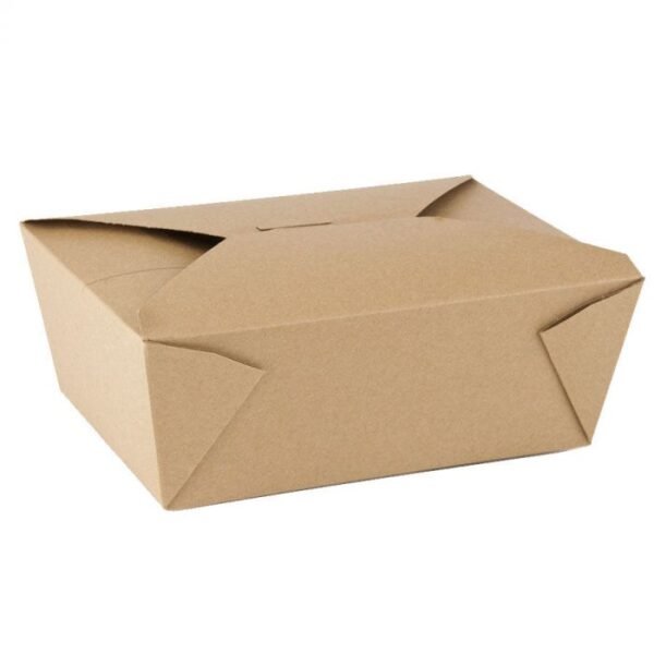 #8 Kraft Microwavable Folded Paper Take Out Container (6.75" x 5.5" x 2.5") - 1 case (300 piece)