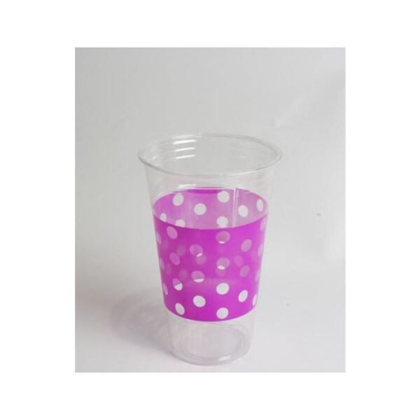 24 oz Polka Dot Pink Clear PET Cup (98mm Rim) - 600/case (12/50)