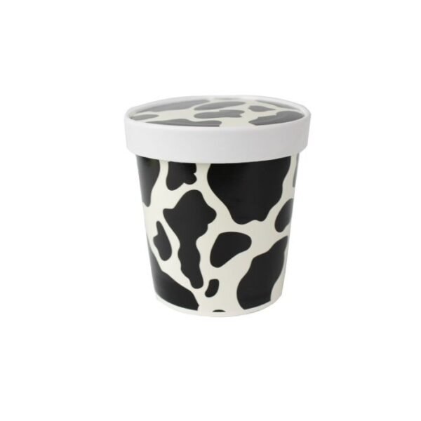 16 oz Dairy Print Paper Ice Cream Container with Paper Lid Combo - 1 case (250 set)