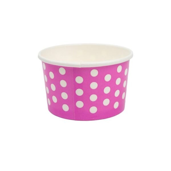 3 oz Polka Dot Pink Paper Cold/Hot Food Container - 1 case (1000 pieces)