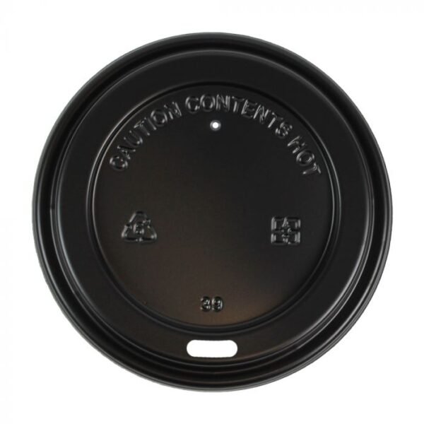 10-24 oz Black Sipper Lid Paper Hot Cups, Style 2 - 1000/Case