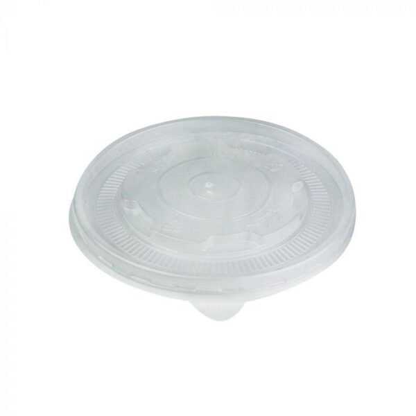 12 oz Translucent Plastic Flat Lid With Pin Hole For Cold/Hot Paper Food Containers - 1000/Case