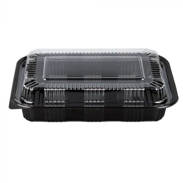 Yocup #520 Black Bento Box w/Clear Lid Combo - 1 case (400 set)