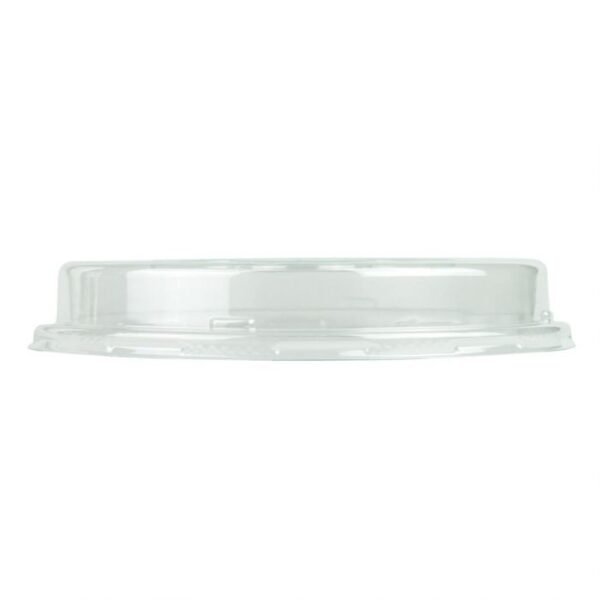 YOCUP Clear PET Flat Top Dome Lid (204mm rim) for 24oz-40oz Compostable Bagasse Round Bowl, No Hole - 300/Case